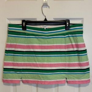 Crown & Ivy Green and Pink Striped Mini Skirt